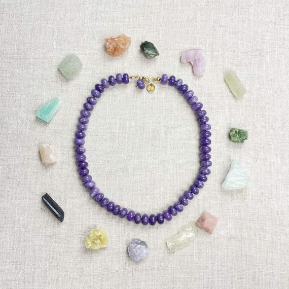 Purple Jade 10mm Hand Knotted Beaded Necklace (EPJ-NSBA27-PR)
