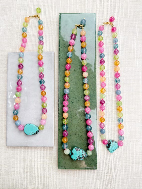 Romy// Colorful Jade Magnesite Beaded Necklace (EPJ-NSE35)