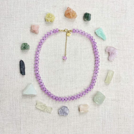 Lilac Jade 8mm Hand Knotted Beaded Necklace (EPJ-NSBA14-LJ)