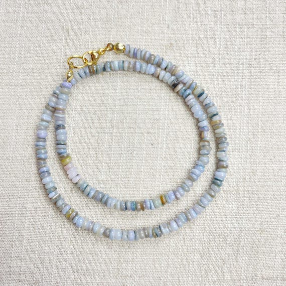 Dyed Blue Grey Shell Beaded Necklace (EPJ-NSC14-BG)