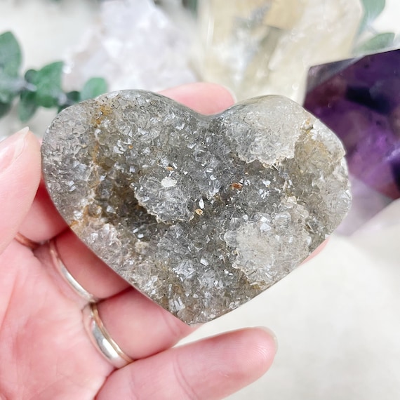 Black Agate Druzy Geode Heart Carving (EPJ-HDAA10-13)