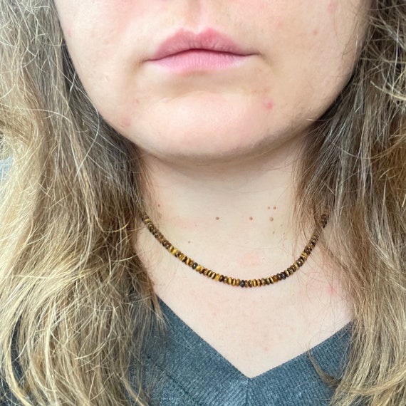 Zara// Tiger Eye Beaded Gemstone Necklace (EPJ-NSBA19-TE)