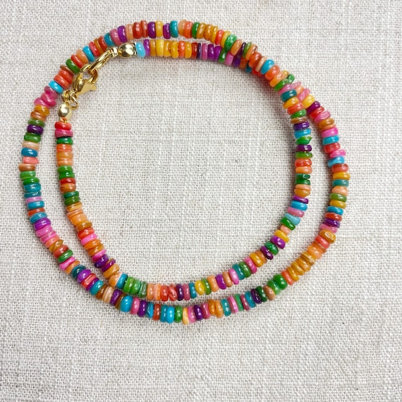 Dyed Multicolor Shell Beaded Necklace (EPJ-NSC14-MC)