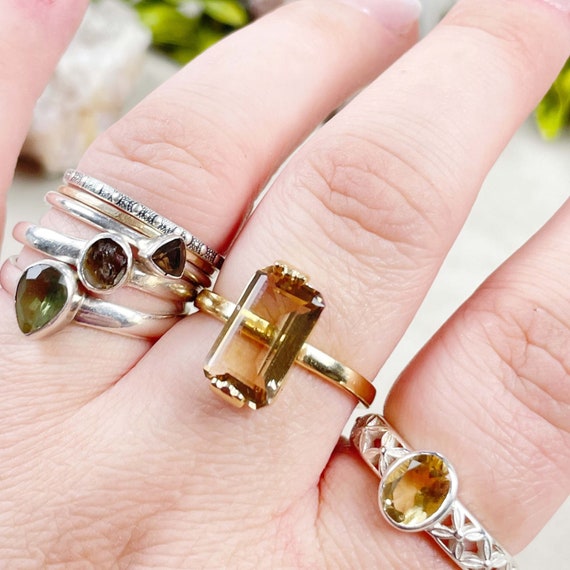 Natural Citrine Adjustable Crystal Gem Ring (EPJ-RAD13-15)