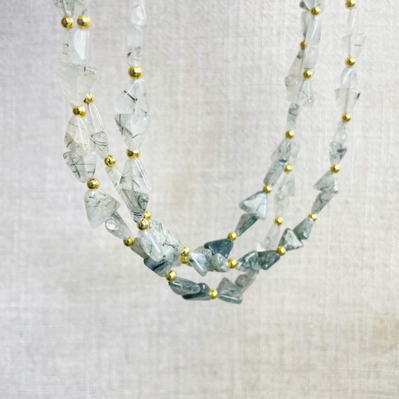 Chlorite Quartz Triangle Beaded Necklace (EPJ-NSC12-CHQ)