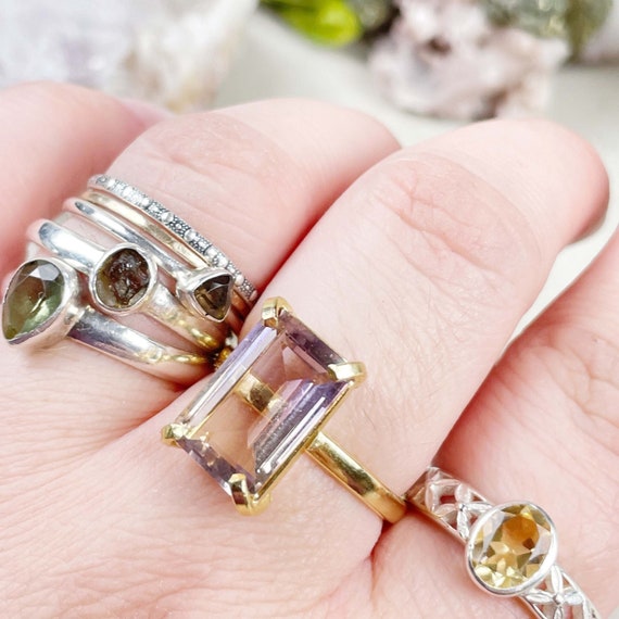 Natural Ametrine Adjustable Crystal Gem Ring (EPJ-RAD13-10)