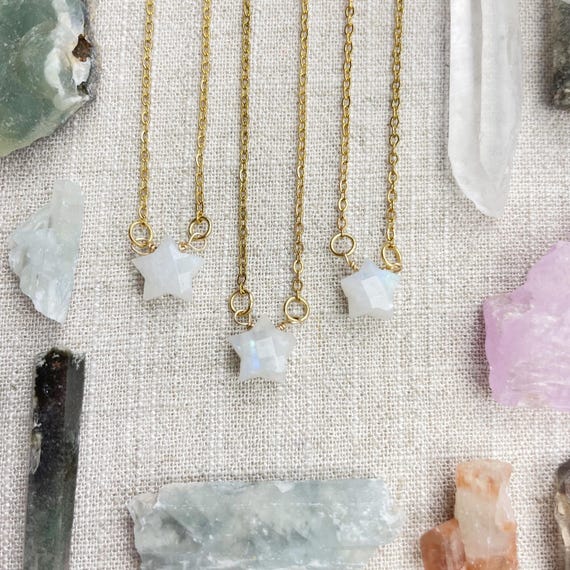 Moonstone Faceted Star Delicate Necklace (EPJ-NAAE50-MN)
