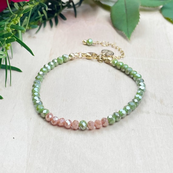 Autumn Mia// Hazelnut Crystal Beaded Delicate Bracelet (EPJ-BSBA11-HZ)
