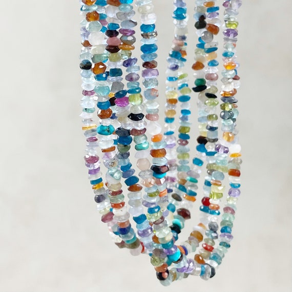 Chip Gemma// Multi Gemstone Chip Rondelle Beaded Necklace (EPJ-NSBB13-CHP)
