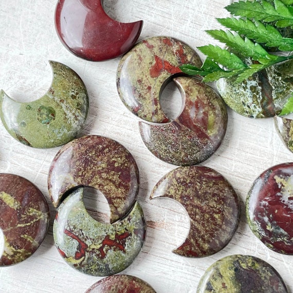 Dragon Blood Jasper Crescent Moon Pocket Stone (EPJ-HDHC17)