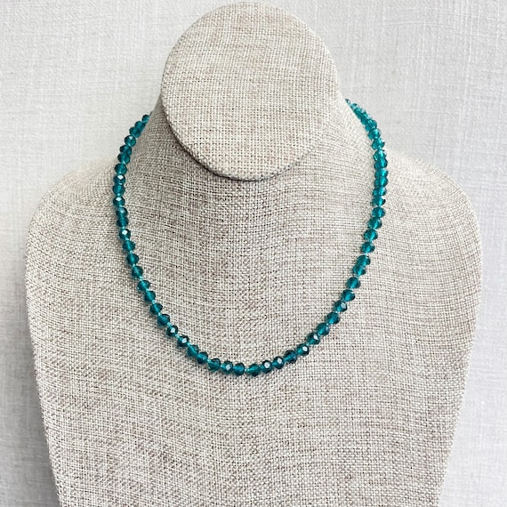 Barb// Translucent Teal Crystal Beaded Hand-knotted Necklace (EPJ-NSBA10-TTL)