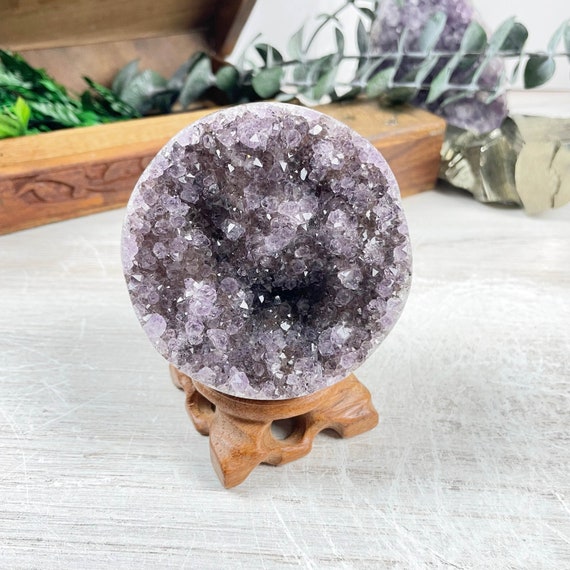 Amethyst Druzy Geode Orb, Gemstone Orb Sphere, Home Decor, Natural Gemstone Crystal Orb (EPJ-HD20AAA11-5)