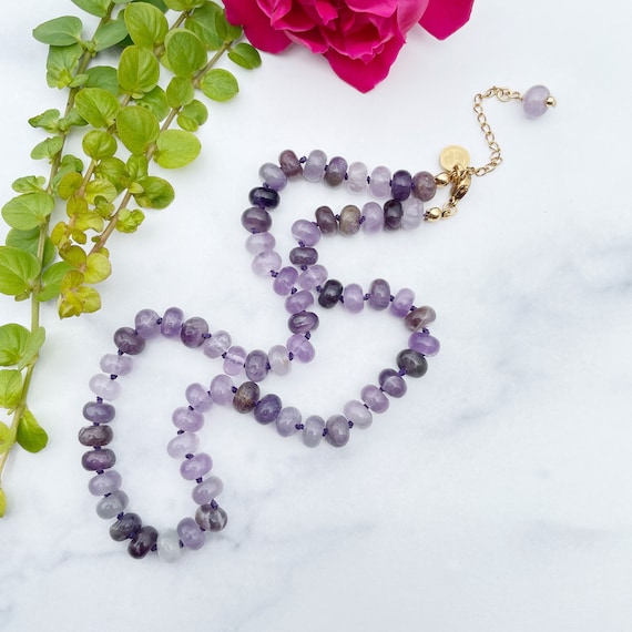 Amethyst 8mm Hand Knotted Beaded Necklace (EPJ-NSBA14-AM)