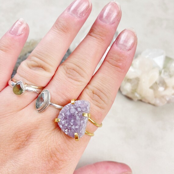 Gold Druzy Statement Wire Ring (EPJ-ROAA14-3)