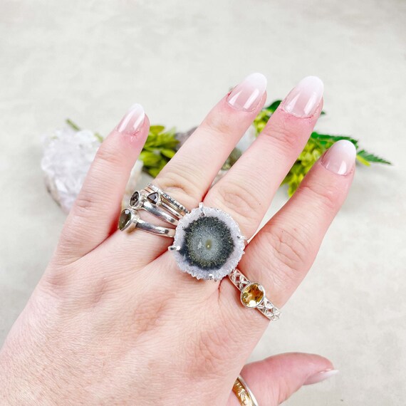 Silver Amethyst Stalactite Arc Statement Ring (EPJ-RA20AAE12-8)