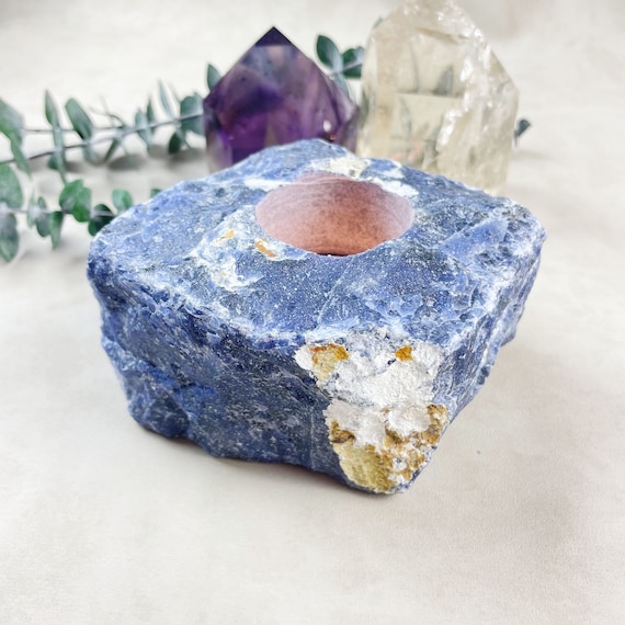 Rough Sodalite Chunk Candle Holder (EPJ-HDDA16-12)