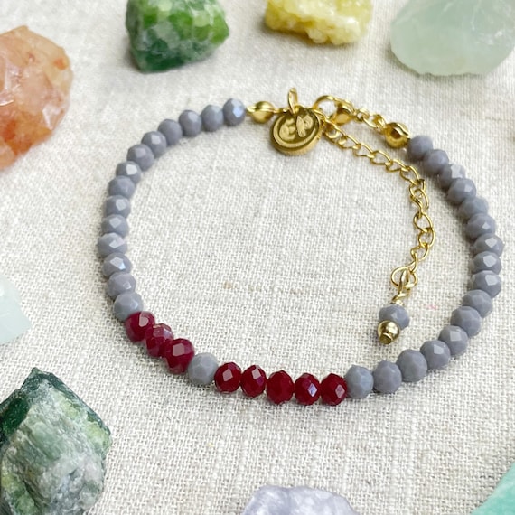Mia// Mulberry Crystal Beaded Delicate Bracelet (EPJ-BSBA11-MR)