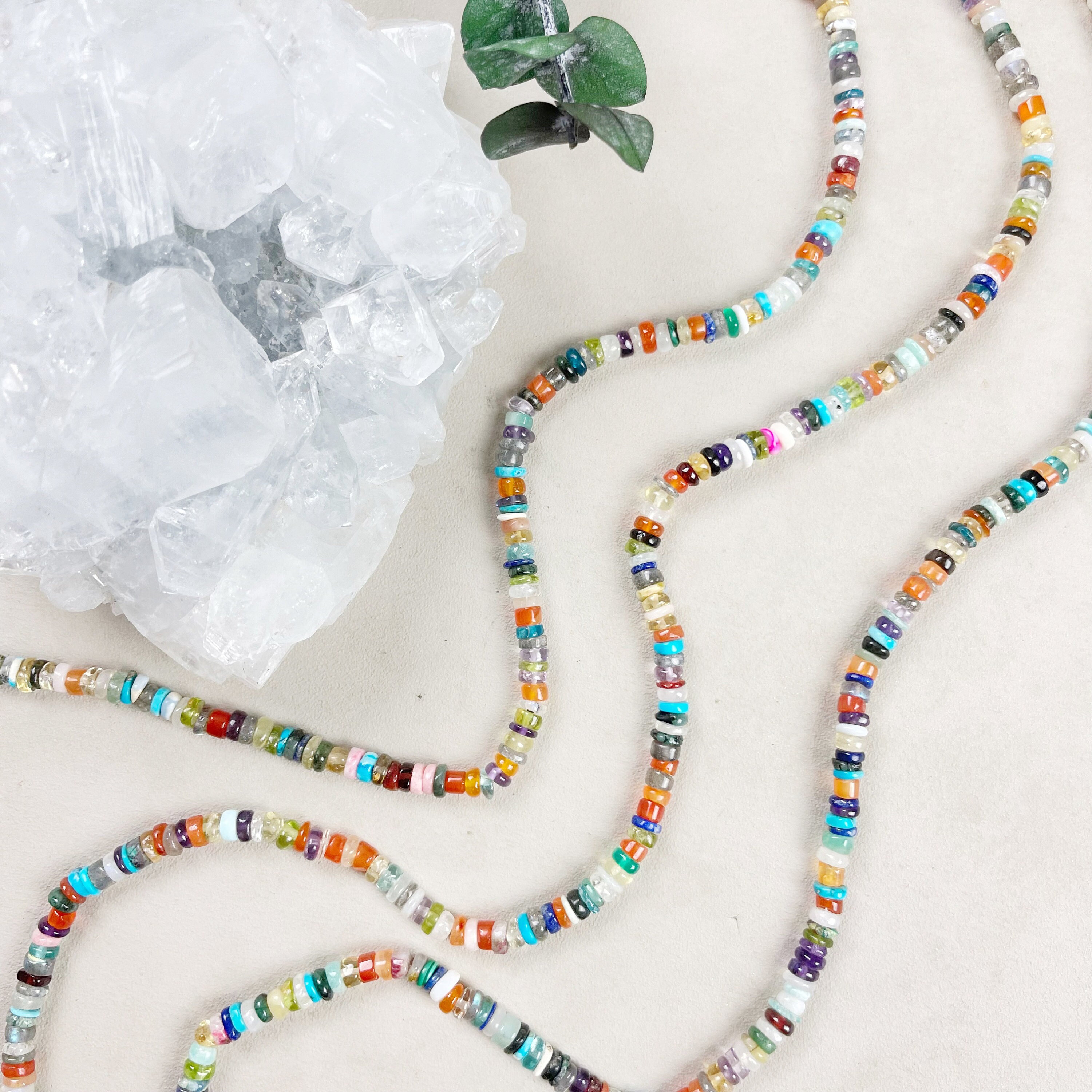 4mm Heishi Necklaces Rainbow Surfer Glass Pearl Necklace 