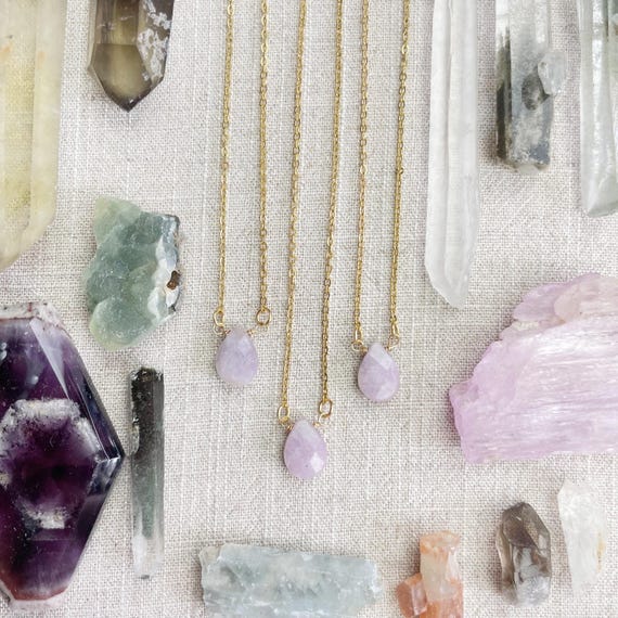 Lepidolite Faceted Teardrop Delicate Necklace (EPJ-NAAE43-LP)