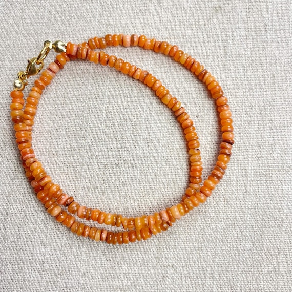 Dyed Orange Shell Beaded Necklace (EPJ-NSC14-OG)