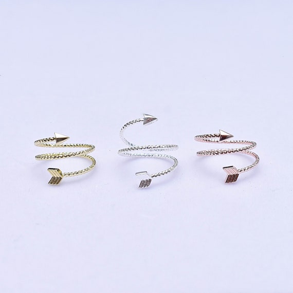 Double Arrow Ring, Midi Ring, Simple Delicate Adjustable Ring, Silver Gold Rose Gold Ring (EPJ-R19BBA11)