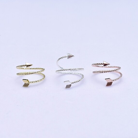 Double Arrow Ring, Midi Ring, Simple Delicate Adjustable Ring, Silver Gold Rose Gold Ring (EPJ-R19BBA11)