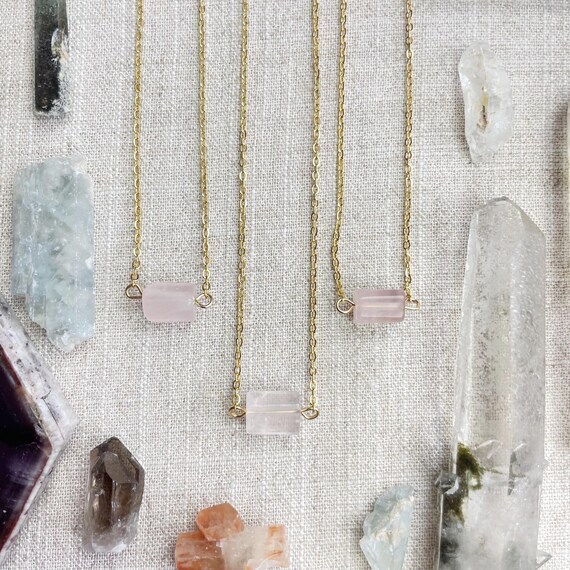 Rose Quartz Bead Delicate Necklace (EPJ-NAAE61-RQ)
