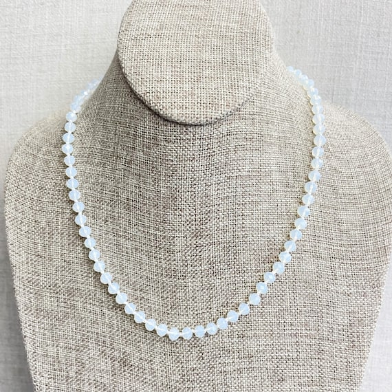 Barb// Translucent Opalite Crystal Beaded Hand-knotted Necklace (EPJ-NSBA10-TOP)