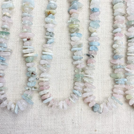 Morganite Chip Bead Beaded Necklace (EPJ-NSC17-MGN)