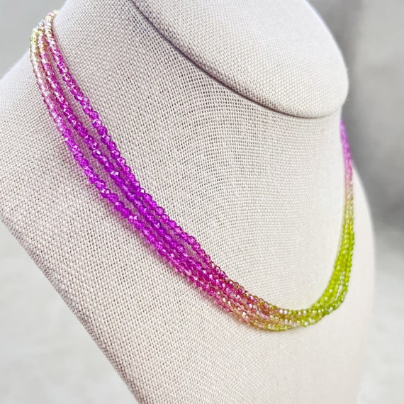 Vos// Aurora Triple Crystal Beaded Necklace (EPJ-NSBB18-AR)