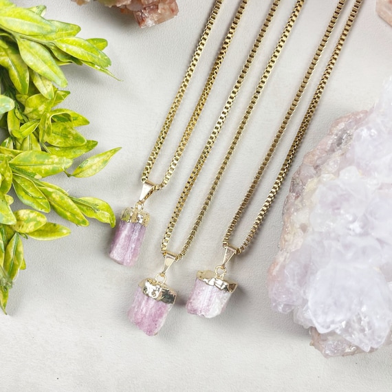 Gold Pink Tourmaline Necklace (EPJ-NA19)