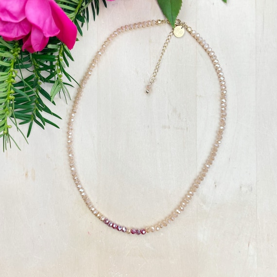 Autumn Mia// Carmel Crystal Beaded Delicate Necklace (EPJ-NSBA11-CL)