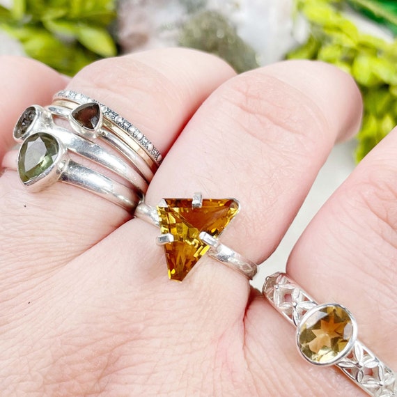 Natural Citrine Adjustable Crystal Gem Ring (EPJ-RAD13-4)