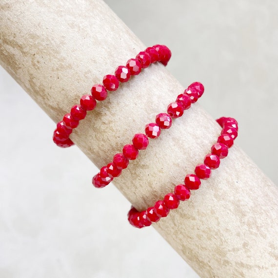 Gloria// Opaque Maroon Crystal Beaded Bracelet (EPJ-BSBB12-OM)