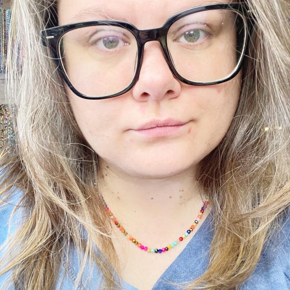 Esme// Mosaic Mix Crystal Beaded Delicate Necklace (EPJ-NSBA22-MC)