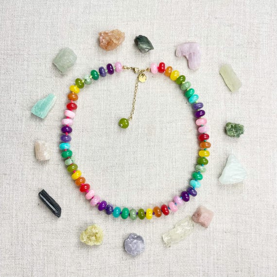 Rainbow Multi Jade 10mm Hand Knotted Beaded Necklace (EPJ-NSBA27-RMT)