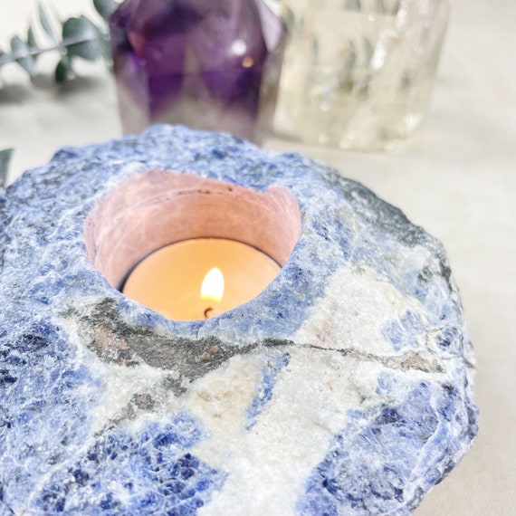 Rough Sodalite Chunk Candle Holder (EPJ-HDDA16-3)