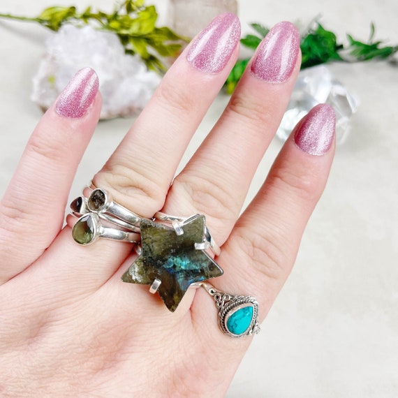 Silver Labradorite Star Statement Arc Ring (EPJ-RSB17-12)