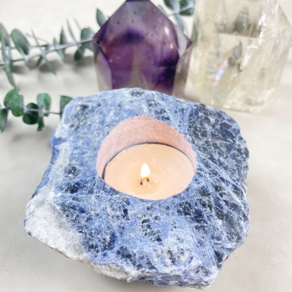 Rough Sodalite Chunk Candle Holder (EPJ-HDDA16-14)