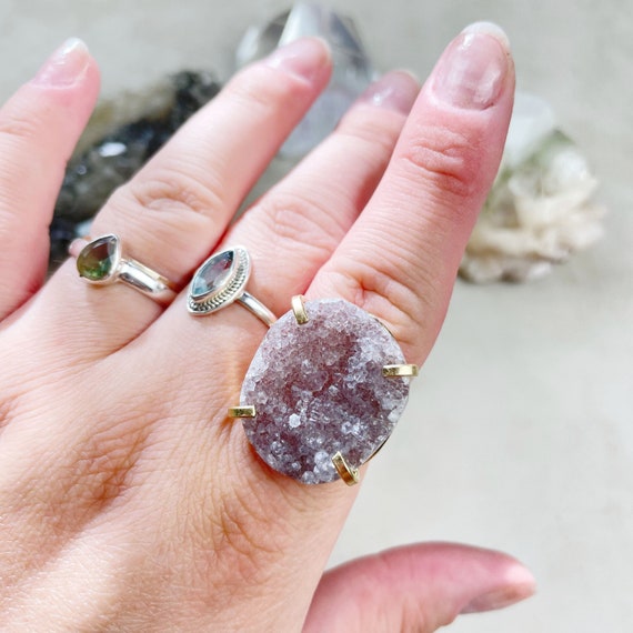 Gold Druzy Statement Wire Ring (EPJ-ROAA14-2)