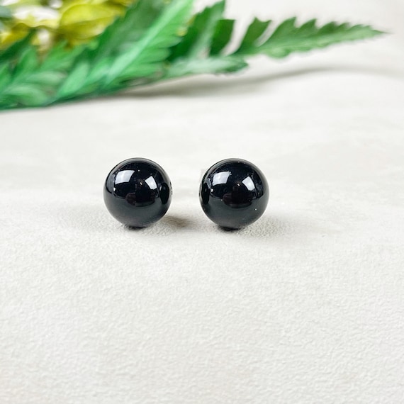 Silver 8mm Black Onyx Orb Stud Earrings (EPJ-ERBA10-BO)