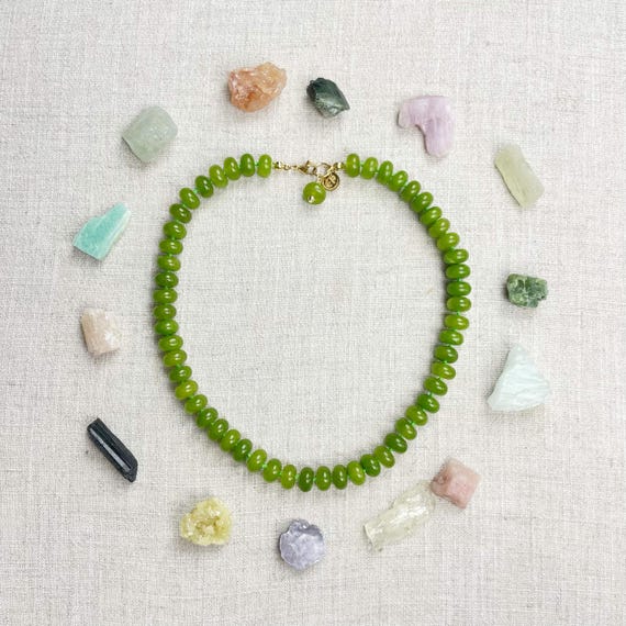 Lime Green Jade 10mm Hand Knotted Beaded Necklace (EPJ-NSBA27-LG)