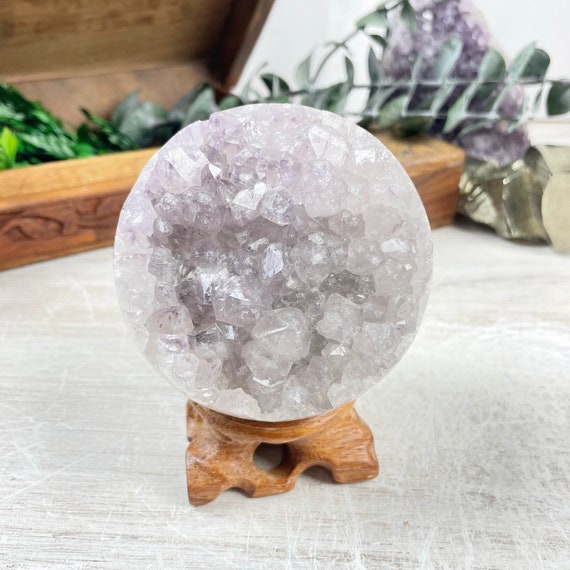 Amethyst Druzy Geode Orb, Gemstone Orb Sphere, Home Decor, Natural Gemstone Crystal Orb (EPJ-HD20AAA11-10)