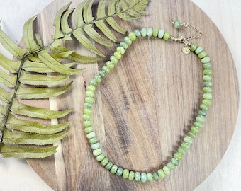 Green Jadeite 8mm and Knotted Beaded Necklace (EPJ-NSBA14)