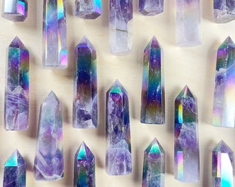 2.5-3inch Aura Amethyst Point, Gemstone Point, Home Decor, Obelisk Stone (EPJ-HDP90)