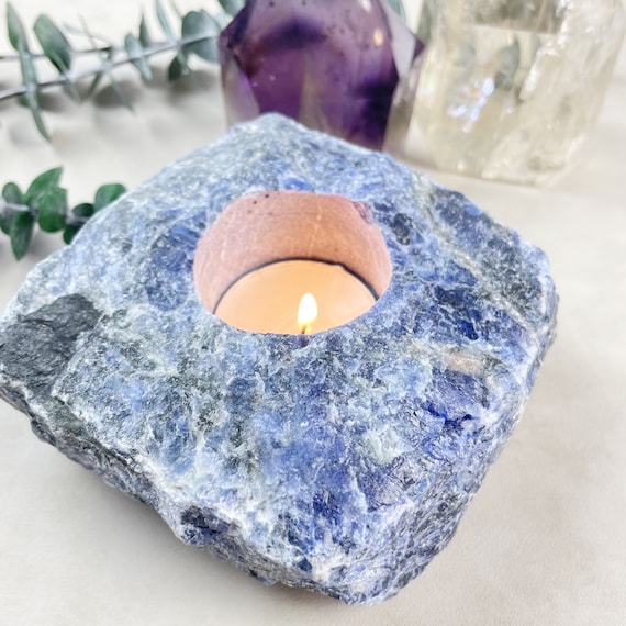 Rough Sodalite Chunk Candle Holder (EPJ-HDDA16-5)