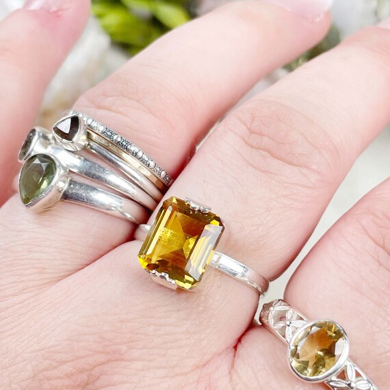 Natural Citrine Adjustable Crystal Gem Ring (EPJ-RAD13-2)