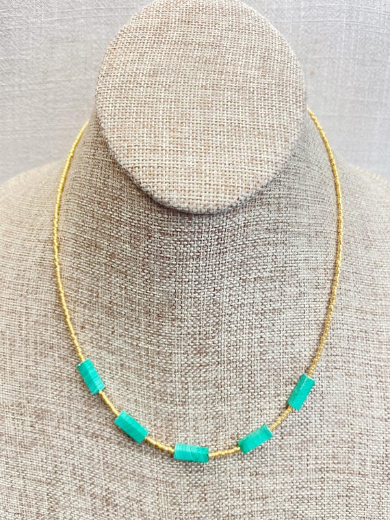 VERDA// Malachite Beaded Delicate Necklace (EPJ-NSD12)