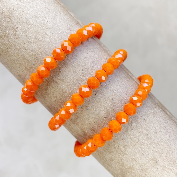 Gloria// Opaque Orange Crystal Beaded Bracelet (EPJ-BSBB12-OO)