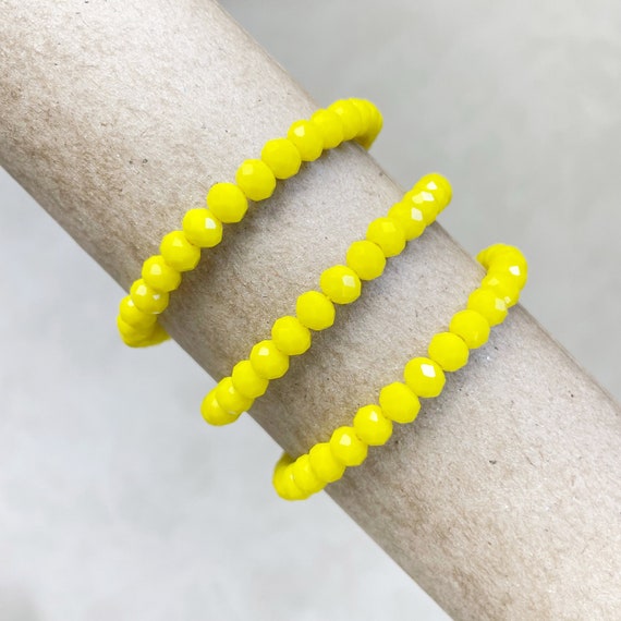 Gloria// Opaque Yellow Crystal Beaded Bracelet (EPJ-BSBB12-OY)